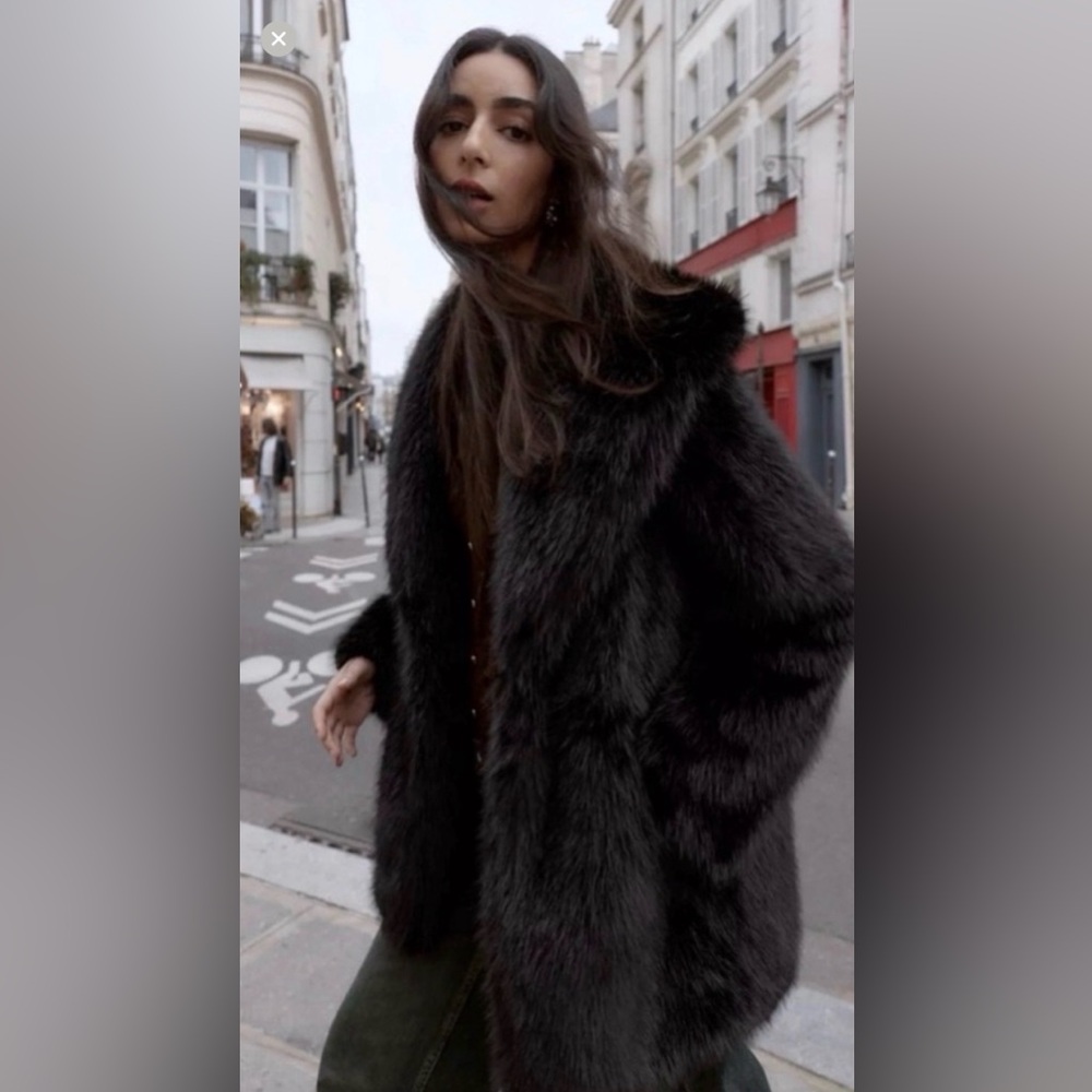 Brand new Zara Luxurious cozy Black Faux Fur Coat fantastic piece NWT - Picture 7 of 13